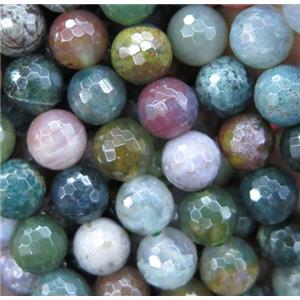 Indian Agate beads, faceted round, multi-color, approx 8mm dia [GMRD1583-8MM]