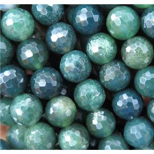 green Moss Agate beads, faceted round, approx 4mm dia [GMRD1584-4MM]