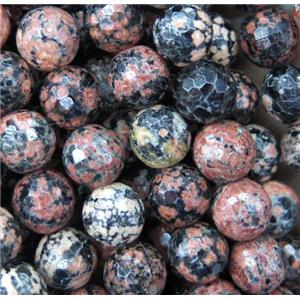 red Snowflake jasper beads, faceted round, approx 10mm dia [GMRD1585-10MM]
