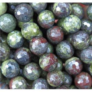 Dragon Blood Jasper beads, faceted round, green, approx 6mm dia [GMRD1587-6MM]
