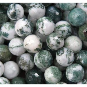green Tree Agate beads, faceted round, approx 6mm dia [GMRD1590-6MM]