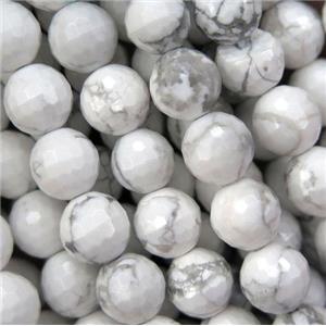 white Howlite turquoise bead, faceted round, approx 6mm dia [GMRD1598-6MM]