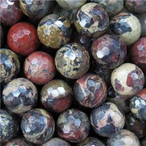 Poppy Unakite Jasper beads, faceted round, Grade A, approx 6mm dia [GMRD1605-6MM]