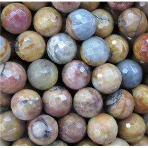 Venus Jasper beads, faceted round, approx 8mm dia [GMRD1606-8MM]