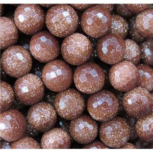 gold sandStone bead, faceted round, approx 12mm dia [GMRD1607-12MM]