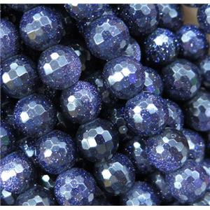 blue SandStone bead, faceted round, approx 12mm dia [GMRD1608-12MM]