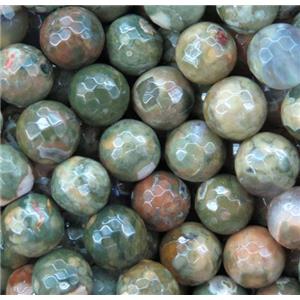 green Rhyolite beads, faceted round, approx 8mm dia [GMRD1609-8MM]