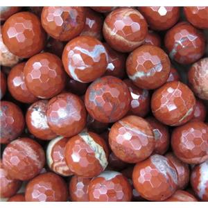 white lace Red Jasper bead, faceted round, approx 10mm dia [GMRD1612-10MM]