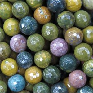 Ocean Jasper Beads, faceted round, multi-color, approx 12mm dia [GMRD1614-12MM]