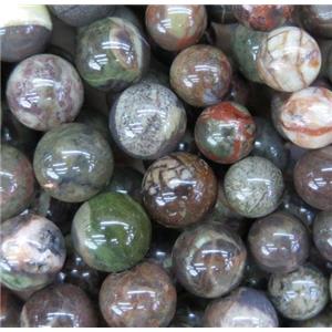 round Rainforest Agate beads, approx 4mm dia [GMRD1621-4MM]