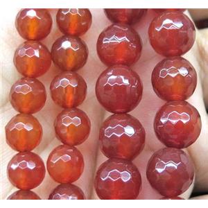 red carnelian agate beads, faceted round, approx 4mm dia [GMRD278-4MM]