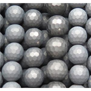 black onyx agate bead, faceted round, matte, approx 6mm dia [GMRD280-6MM]