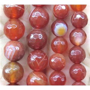 red stripe agate beads, faceted round, approx 8mm dia [GMRD284-8MM]