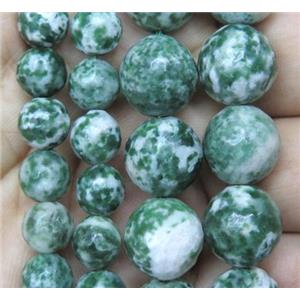 green Dalmatian Jasper bead, faceted round, approx 12mm dia [GMRD290-12MM]