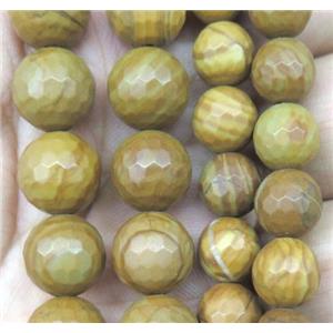 yellow Wooden Lace Jasper beads, faceted round, approx 4mm dia [GMRD301-4MM]
