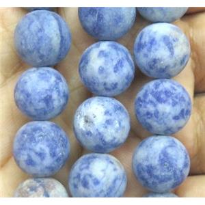 round matte blue spotted dalmatian jasper beads, approx 4mm dia [GMRD310-4MM]