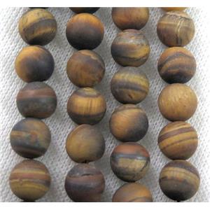 round matte Tiger Eye Stone Beads, approx 4mm dia [GMRD326-4MM]