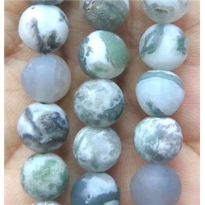 matte round tree Agate Beads, green, approx 8mm dia [GMRD331-8MM]