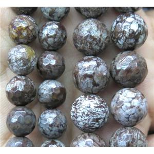 red snowflake jasper beads, faceted round, approx 8mm dia [GMRD357-8MM]