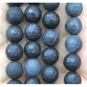 black jasper beads, faceted round, approx 6mm dia [GMRD364-6MM]