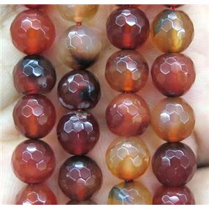 red Fancy Agate beads, faceted round, approx 12mm dia [GMRD368-12MM]