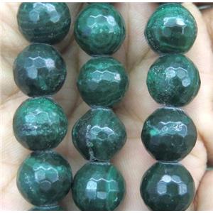 faceted round malachite bead, green dyed, approx 10mm dia [GMRD370-10MM]