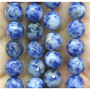 blue spotted jasper beads, faceted round, approx 4mm dia [GMRD376-4MM]