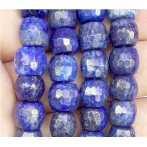 lapis lazuli bead, faceted barrel, approx 8-9mm [GMRD383]