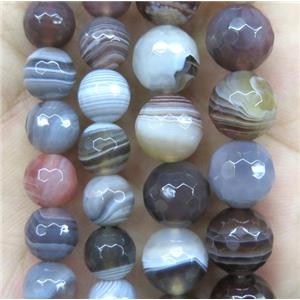 natural grey Botswana Agate beads, faceted round, approx 4mm dia [GMRD387-4MM]
