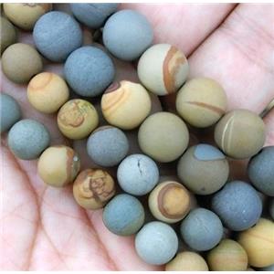 round matte American Picture Jasper beads, approx 6mm dia [GMRD395-6MM]