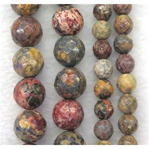 faceted round Red LeopardSkin Jasper beads, approx 4mm dia [GMRD397-4MM]