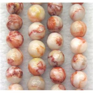 red Silk Jasper Beads, faceted round, approx 14mm dia [GMRD398-14MM]