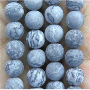 matte round Gray Picture Jasper Beads, approx 4mm dia [GMRD409-4MM]