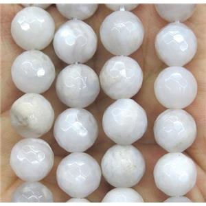 white Chinese Crazy Lace Agate beads, faceted round, approx 12mm dia [GMRD427-12MM]