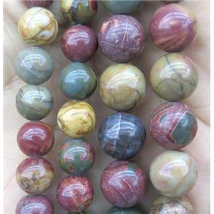 round red Picasso Creek Jasper Beads, approx 12mm dia [GMRD433-12MM]