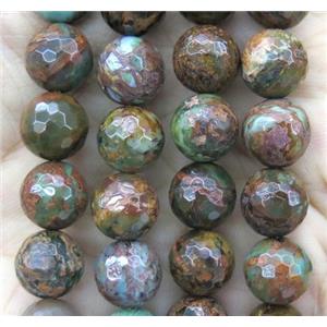 green coffee Turquoise beads, faceted round, approx 10mm dia [GMRD441-10MM]