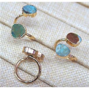 Turquoise Ring, copper, gold plated, approx 10-20mm [GMRG175]
