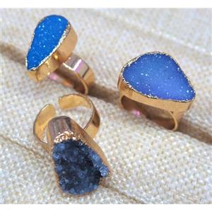 agate druzy ring, copper, gold plated, approx 20mm [GMRG176]