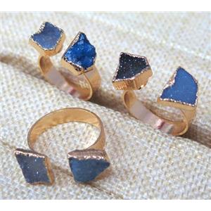 mix color Druzy Agate Rings, copper, gold plated, approx 8mm dia, 20mm dia [GMRG179]