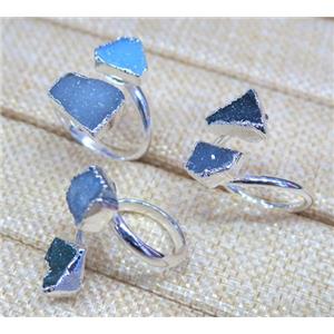 agate druzy ring, copper, silver plated, approx 8-12mm [GMRG182]