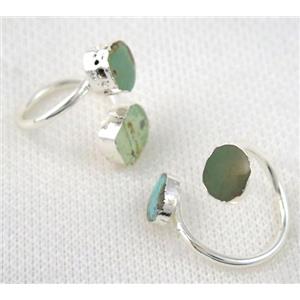 turquoise ring, copper, silver plated, approx 10-22mm [GMRG204]