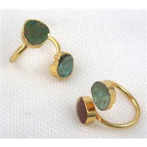 turquoise ring, copper, gold plated, approx 10-22mm [GMRG205]