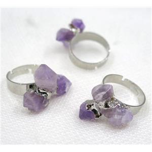 Amethyst, copper ring, platinum plated, approx 20-25mm [GMRG272]