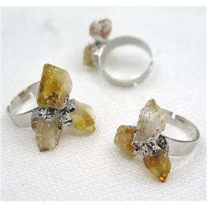 citrine, copper ring, platinum plated, approx 20-25mm [GMRG273]