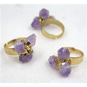 amehyst, copper ring, gold plated, approx 20-25mm [GMRG274]