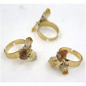 citrine, copper ring, gold plated, approx 20-25mm [GMRG275]