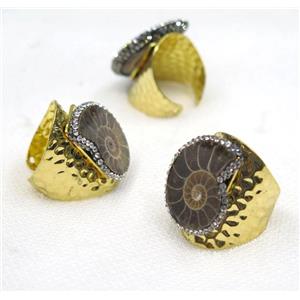 gemstone bead, copper ring, paved rhinestone, approx 15-22mm [GMRG283]