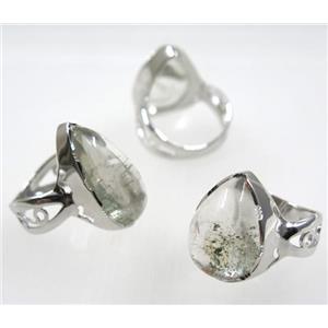 Lodalite Quartz Ring Teardrop Copper Platinum Plated, approx 15-25mm [GMRG285]