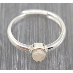 white AB color druzy quartz copper ring, approx 4mm, 20mm dia [GMRG290]