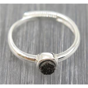 black druzy quartz copper ring, approx 4mm, 20mm dia [GMRG291]